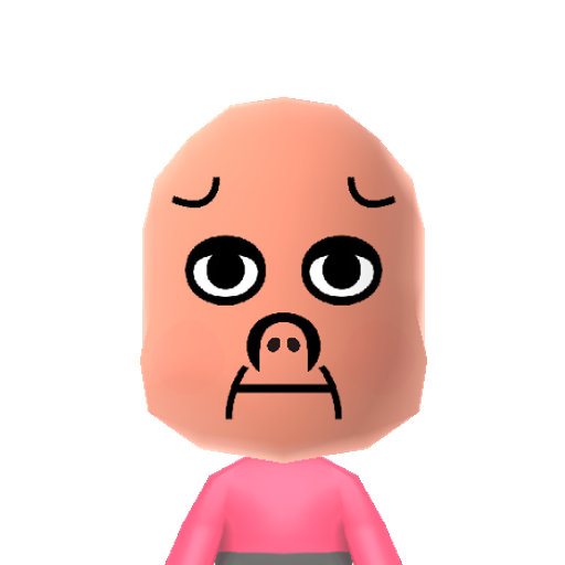 Pig Mii character: It's a pig. Oink oink!
