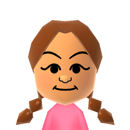 Cora Mii character: Custom CPU Miis made by DezzyTheMaker, also used Mii Olympics in Wii Sports, Mii Olympics in Wii Sports Resort, and Mii Olympics in Wii Party, a Mod for Wii Sports, Wii Sports Resort, and Wii Party respectivel.