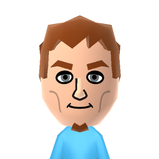 Scott Mii character: A Mii from Jackson's WSR Mod, a mod for Wii Sports Resort.