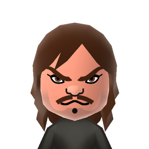Jack Black Mii character: This is a Jack Black mii that I imported from the Check mii out Channel ran by WiiLink24 and I got this Mii from the website from the search bar.

Mii Entry Code: 2062-3334-3658

https://miicontest.wiilink.ca/artisans/100118721