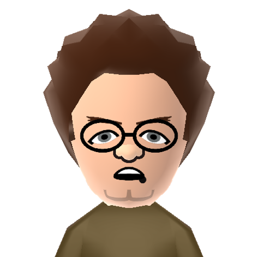 Brule Mii character: John C. Reilly's character from the spinoff of "Tim and Eric's Awesome Show", "Check It Out! with Dr. Steve Brule". Also stars in the new show, a spinoff of that spinoff, "Bagboy".