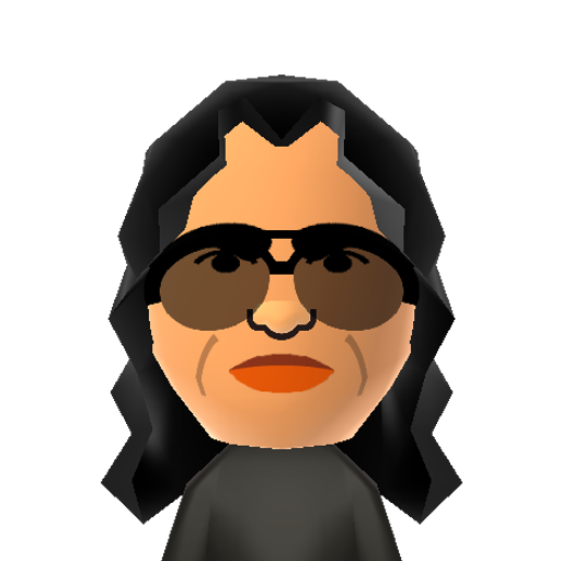 Slash Mii character: Famous Guns n' Roses guitarist. This hatless version is great for use in Tomodachi life, where you can easily find a top hat.