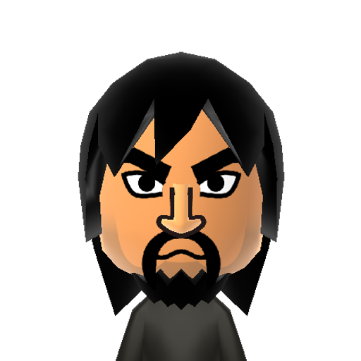 John Wick Mii character: A Mii from Jackson's WSR Mod, a mod for Wii Sports Resort.