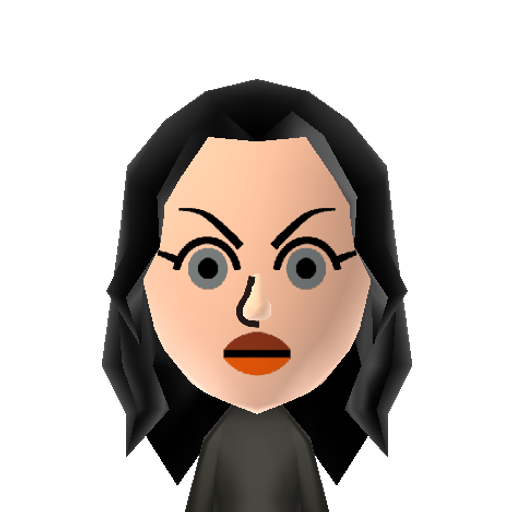 Bellatrix Mii character: The evil Death Eater from "Harry Potter". Played by Helena Bonham-Carter.