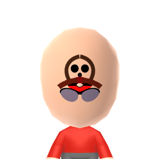 Maskass Mii character: On the face of this Mii is a representation of the masked subordinate of Bowser from Mario games.