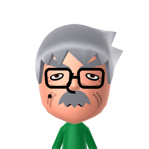 Oldman Mii Mii character: This Mii was a street pass from this uploader's StreetPass Mii Plaza on their 3DS.