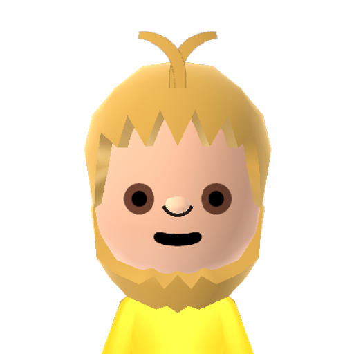 LaLa Mii character: The yellow Teletubbie from the Cbeebies TV show: "Teletubbies"
