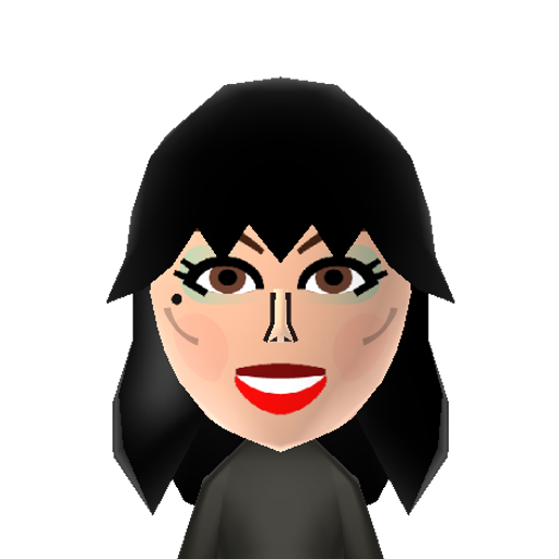 Elvira Mii character: The voluptuous mistress of the dark. American horror icon and TV host.