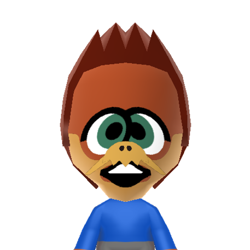 WoodyPeck? Mii character: The famous cartoon bird - Walter Lantz's 1940 creation for Universal Pictures.