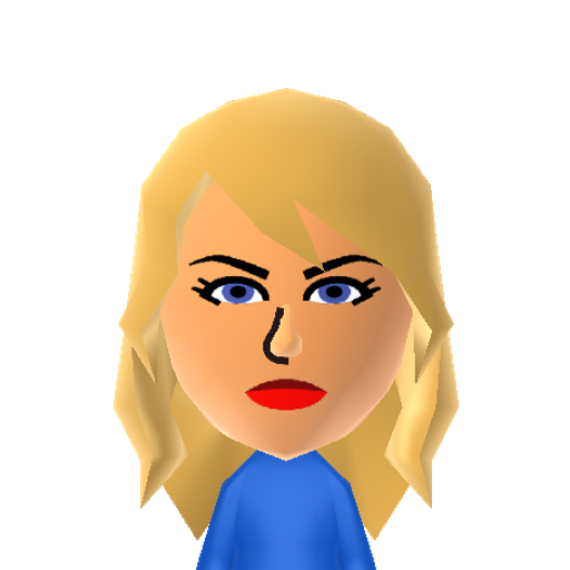 Supergirl Mii character: Superman's younger super-powered cousin, Kara Zor-El. Based on her appearance in the Justice League Unlimited cartoon series.