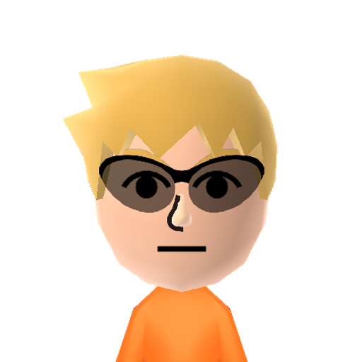 TT: Dirk Mii character: One of the Alpha human kids from the webcomic "Homestuck".