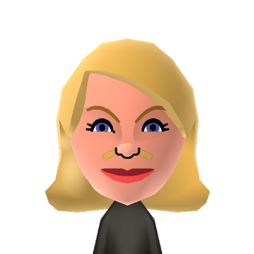 H.Locklear Mii character: Blonde haired blue eyed actress best known for her TV roles on "Dynasty", "T. J. Hooker", "Melrose Place", and "Spin City".