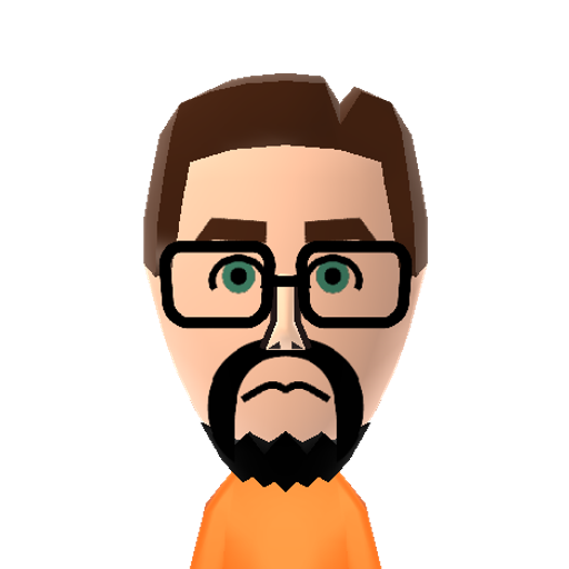 Mr Freeman Mii character: The protagonist in the "Half-Life" series of video games. He has nothing to say but can save the world and keep an awesome grizzly beard simultaneously.