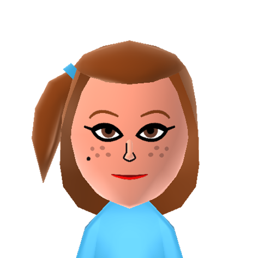 Sally Mii character: A Mii from Wii Sports Resort: Meme Squad, a mod for Wii Sports Resort