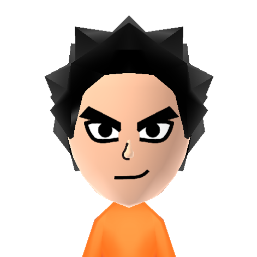 Goku Mii character: A Mii from Jackson's WSR Mod, a mod for Wii Sports Resort.