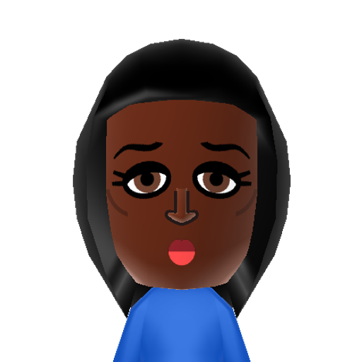 Nyasha Mii character: A Mii from Wii Sports Resort: Meme Squad, a mod for Wii Sports Resort