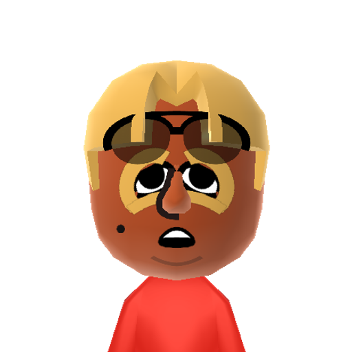 SunburnMii Mii character: That's quite a sunburn he's got there! Too bad he didn't apply sunscreen before he went sun bathing. Looks like he learned his lesson.