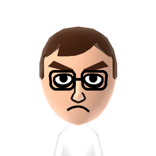James Rol. Mii character: Better known as his game reviewing persona the Angry Video Game Nerd.