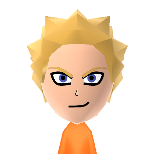 Naruto Mii character: Title character from the "Naruto" anime. Introduced as a boy with blonde, spiky hair and blue eyes, he frequently wears an orange jumpsuit. Following his ninja graduation he also wore a headband that denotes his position as a ninja from Konohagakure.