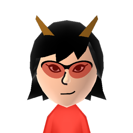Redglare Mii character: A troll from the planet Alternia in the webcomic "Homestuck". Ancestor of Terezi Pyrope.