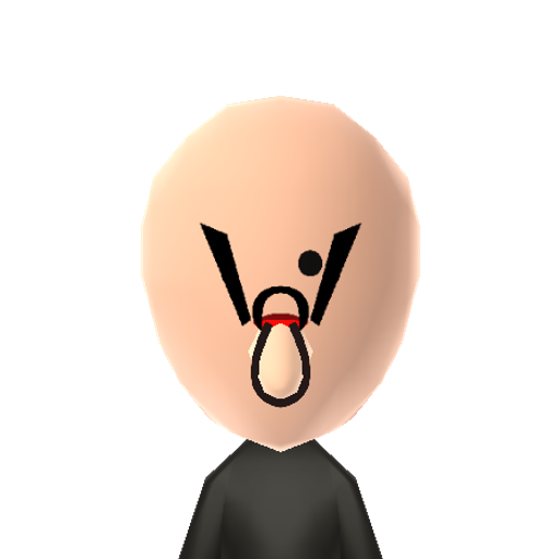bowling Mii character: A image from the game of bowling on the face of a Mii.