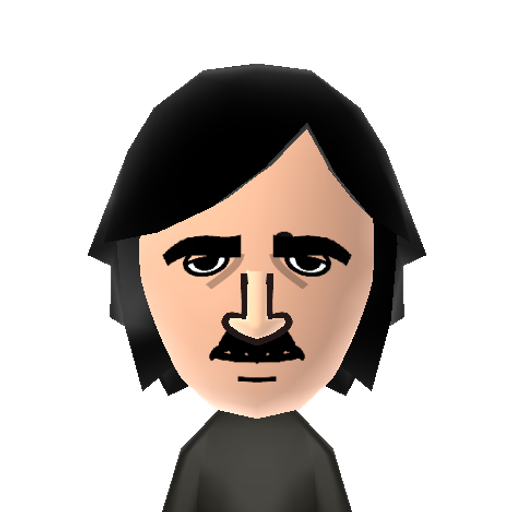 Poe Mii character: American author, poet, critic, and one of the earliest writers of the horror, mystery, and sci-fi genres of fiction. Edgar Allan Poe is most famous for his poem "The Raven" and short stories such as "The Tell-Tale Heart" and "The Masque of the Red Death".
