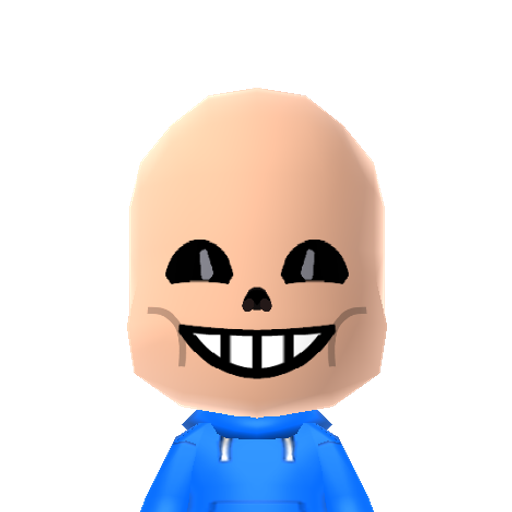 Sans Mii character: (Source: https://www.reddit.com/r/tomodachilife/comments/1h8wxs3/)