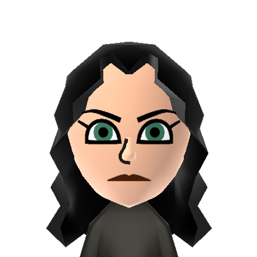 jade Mii character: From the Nickelodeon show "Victorious". She is gothic, mean and angers easily. Played by Elizabeth Gillies.