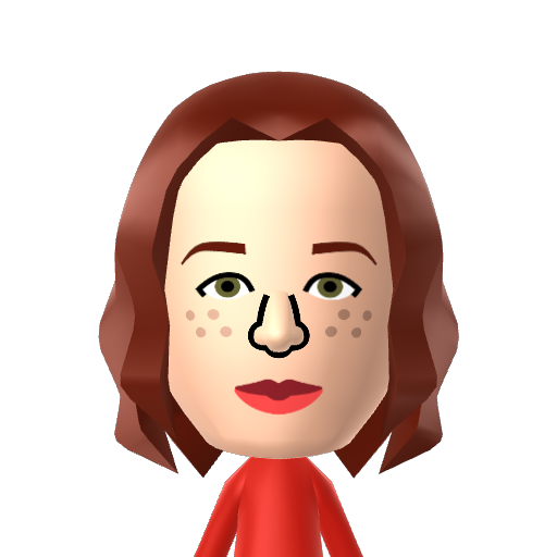 E.Kellyman Mii character: Erin Kellyman with hair down. Actor who appeared in Marvel and Star Wars Movie.