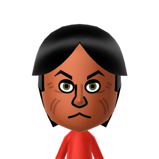 Saburo Mii character: A Mii from Press Sports, a mod for Wii Sports.