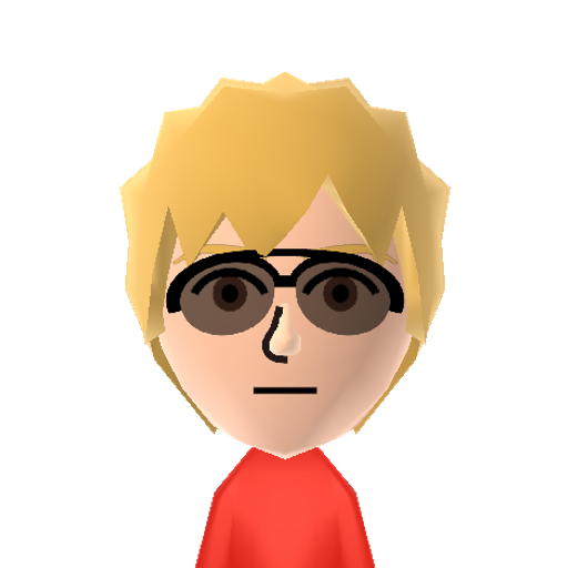 Dave Mii character: One of the kids from the webcomic "Homestuck", who goes by the chumhandle turntechGodhead. He is the Knight of Time.