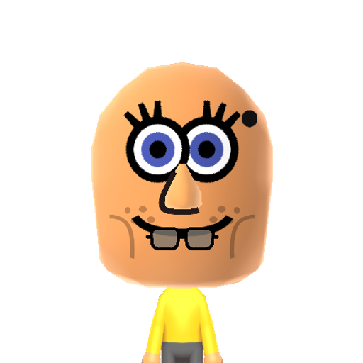 SpongeBob Mii character: The talking sponge from the TV show "SpongeBob SquarePants".