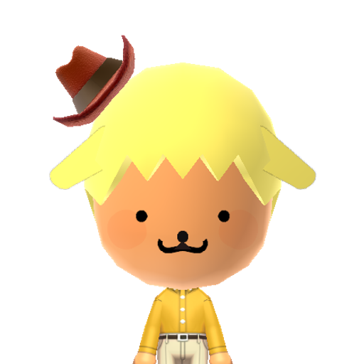 Pompopurin Mii character: (Source: https://www.reddit.com/r/tomodachilife/comments/10owlh1/)