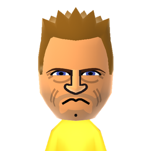C. Greene Mii character: From "Dead Rising 2". Former motocross champion, Chuck finds himself in a mall in Fortune City filled with zombies, His daughter is infected and he's been framed for causing the undead outbreak. At least he can wear funny outfits, though!