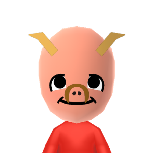 Porky Pig Mii character: Stuttering pig from the Looney Tunes cartoons.
