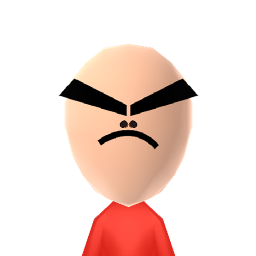 >:( Mii character: This is a Mii uploaded for the 3DS version and distributed by Mii Central for both the 3DS and Switch versions of Miitopia.