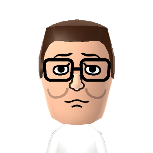 Hank Hill Mii character: The Texan patriarch of the Hill clan from the show "King of the Hill". He sells propane and propane accessories.