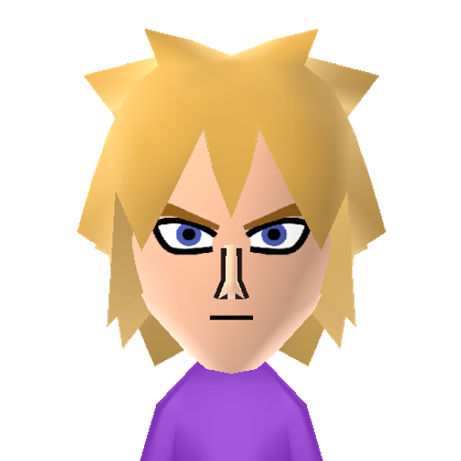 Cloud S. Mii character: The hero of Final Fantasy VII.