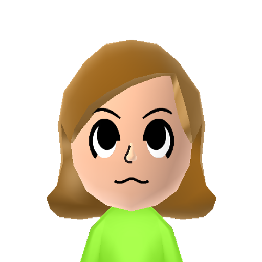 5-Volt Mii character: From WarioWare: Twisted! She Also Appeared in Super Smash Bros. for Wii U, As a tall girl screaming as she see you with her eyes glowing.