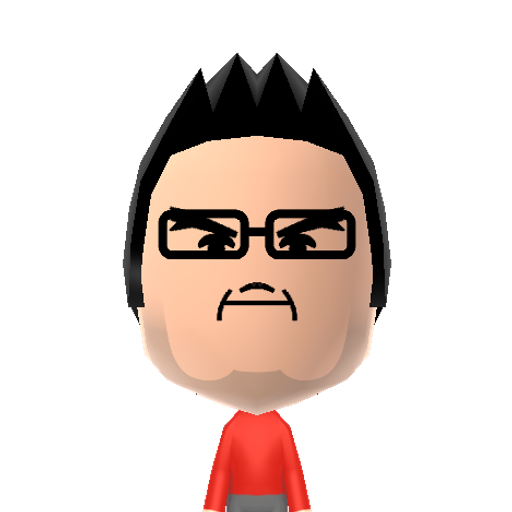 Markiplier Mii character: Popular YouTube gamer Markiplier in a style based off of his Game Grumps head.