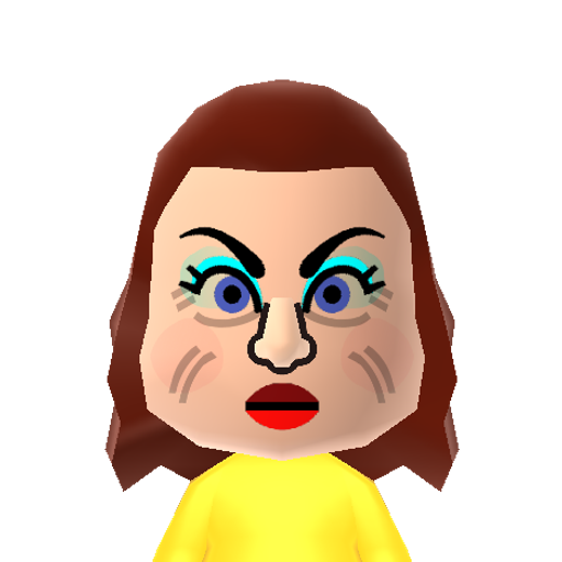 Darlene Mii character: The "Gluttony" psychopath from "Dead Rising 3". A morbidly obese woman who hoards a buffet for herself and kills anyone who tries to take her food.