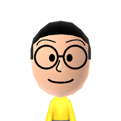 Nobita Mii character: From the Japanese (and world famous!) manga/anime/cartoon "Doraemon", by Fujiko F. Fujio. Also known as Noby in America, he is our wimpy and dimwitted, yet lovable main character in the titular blue robot cat from the future's care.