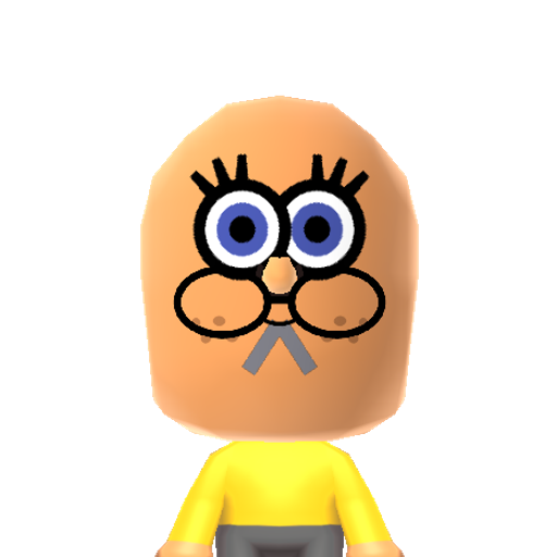 Spongebob Mii character: The sponge on the show "SpongeBob SquarePants".