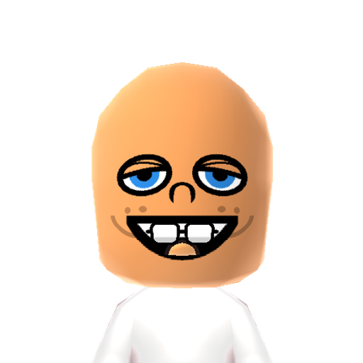 Freakbob Mii character: SpongeBob except there's very clearly something wrong with him. DO NOT ANSWER HIS PHONE CALLS UNDER ANY CIRCUMSTANCE.