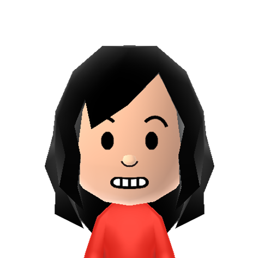 Leak-san Mii character: This is a Mii Creator Special Mii distributed by MilkGalaxy on GameBanana. Face paint color is white. Wearing Overalls/Dress colored #a81008 for the shirt, #9b9b9b for the pants, and #fade82 for the tertiary color; Wearing baseball cap colored #9b9b9b.