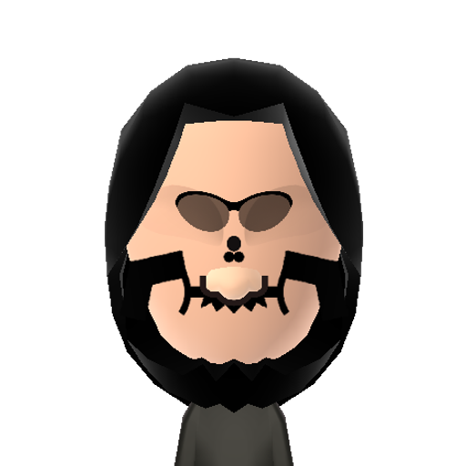 GrimReaper Mii character: Be careful bringing this scythe-wielding bringer of death into your Mii Plaza.