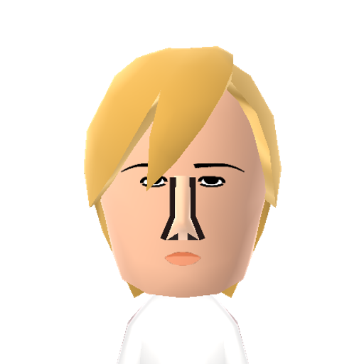 Bieber Mii character: Canadian pop singer and former teen idol.