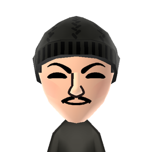 Anonymous Mii character: A group of hacktivists that believe all information should be public. Anonymous has been known to shut down websites that they don't like, and their symbol is the Guy Fawkes mask.