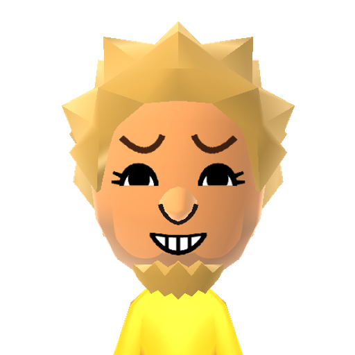 The Sun Mii character: A Mii from Jackson's WSR Mod, a mod for Wii Sports Resort.