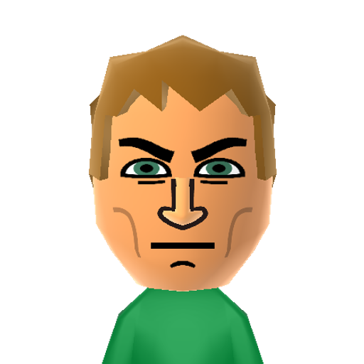 doomguy Mii character: The playable soldier from the '90s game "Doom". He rea.ly doesn't have a name, because the creators say that the soldier is you.